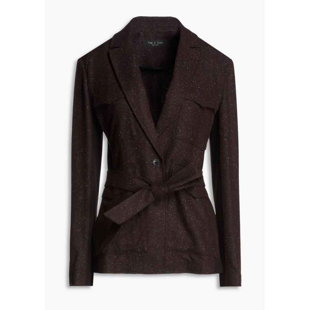 Rag & Bone Vera Donegal Wool Blend Burgundy Blazer Jacket NEW Size 8 - Picture 14 of 14